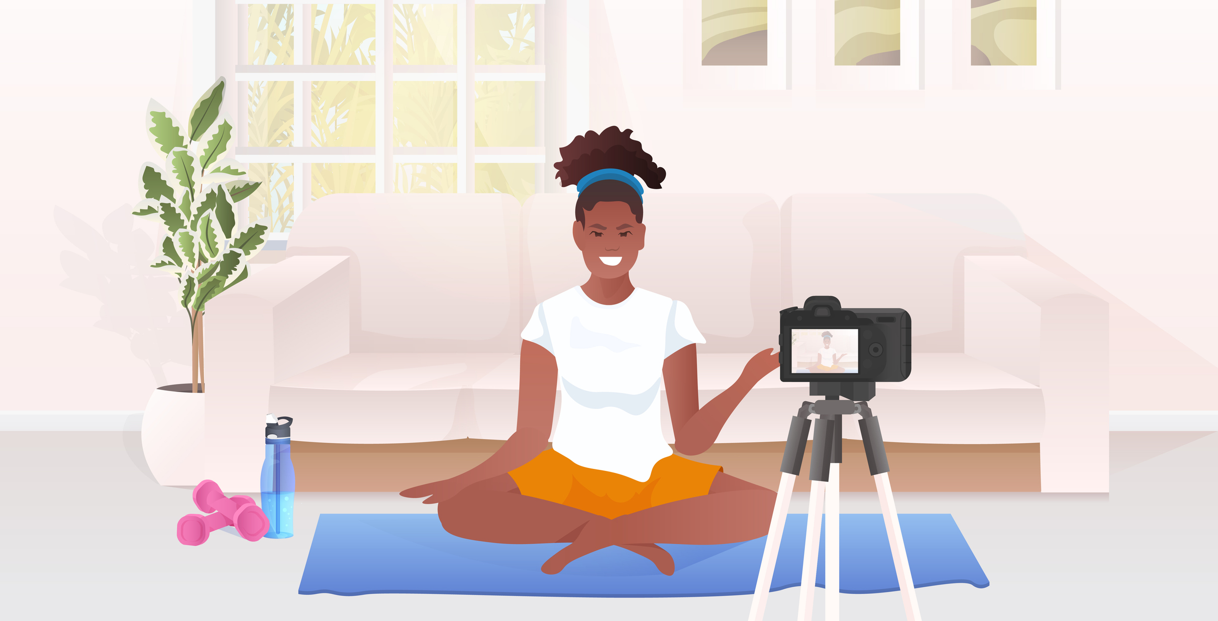 persona aprendiendo el Equipo básico para dar clases de yoga online