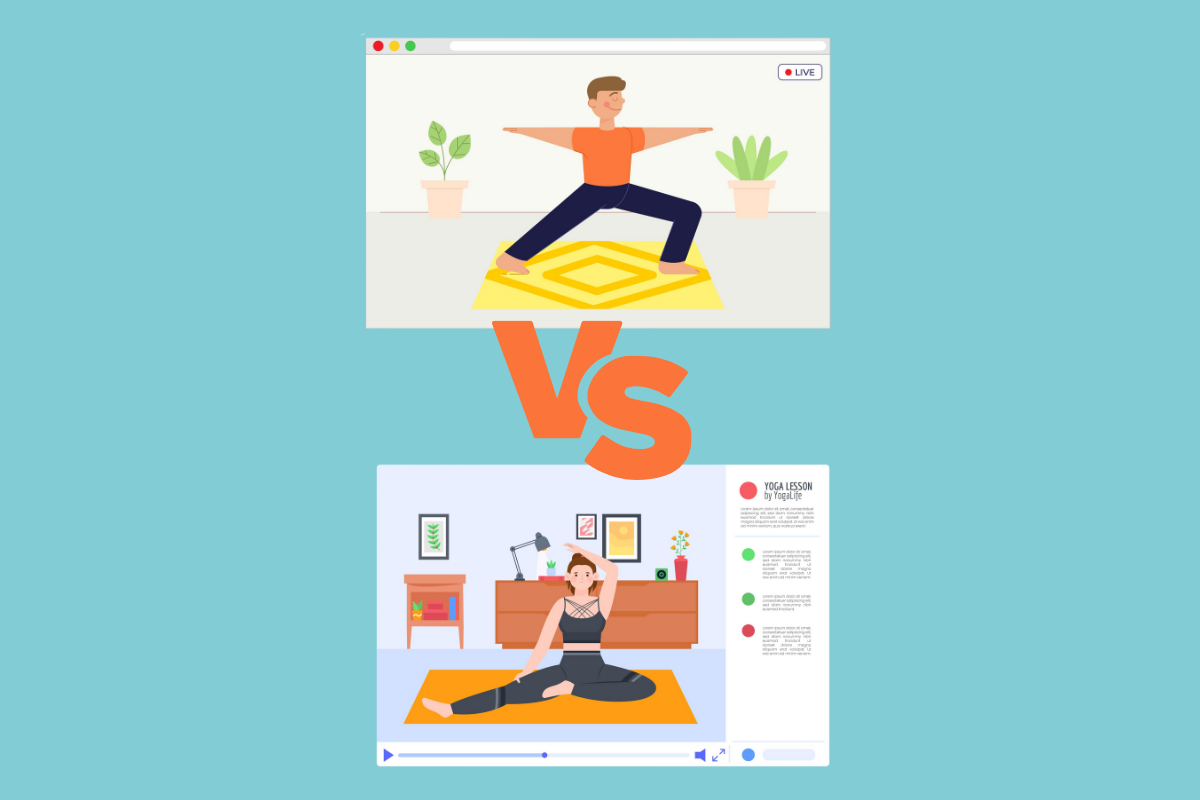 comparando las clases de yoga online en vivo y pregrabadas