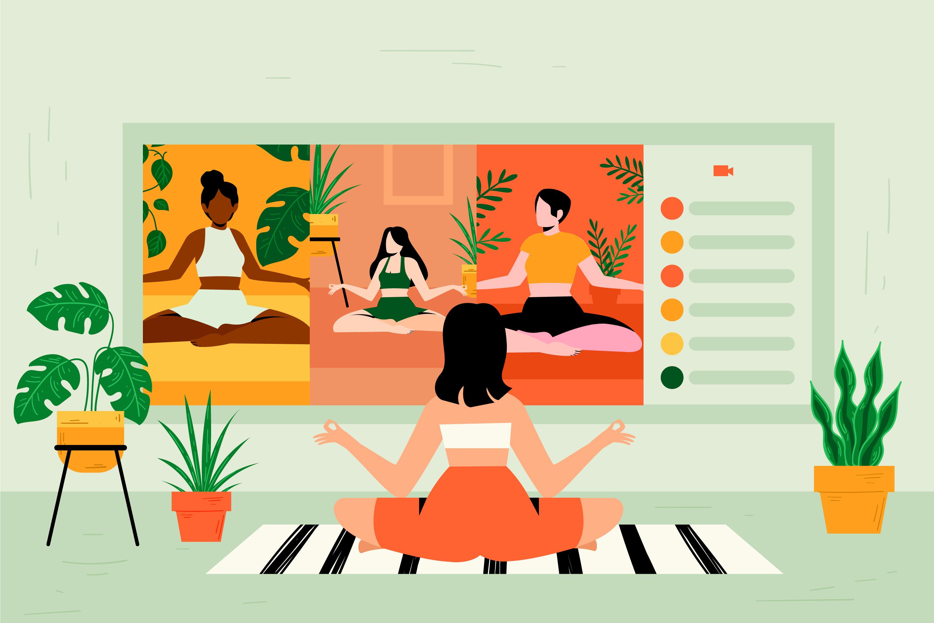 mujer practicando yoga en directo sin cuotas mensuales
